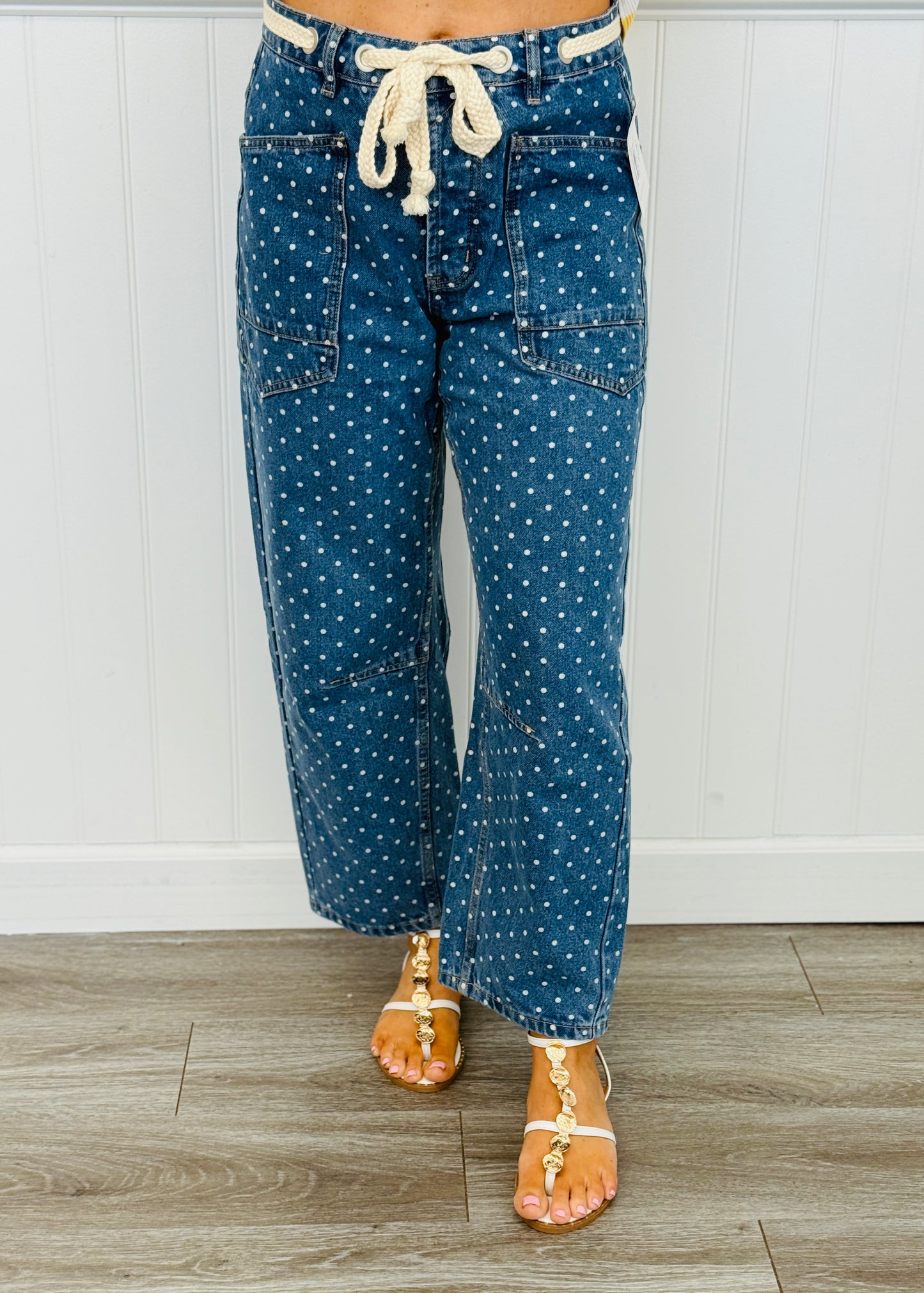 Polka Dot Denim Barrel Pants (Reg.)