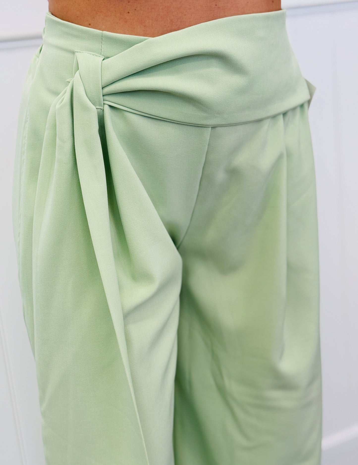Pistachio Wrap Belt Wide Leg Pants (One Size)