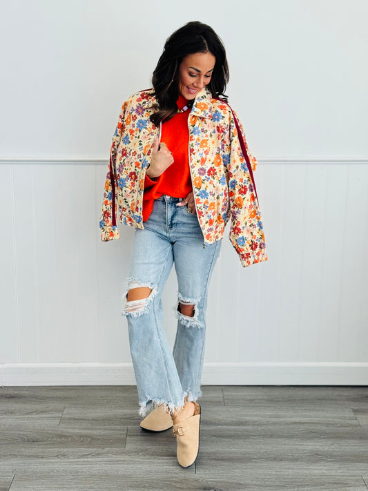 Floral Zip Up Jacket (Reg. and Plus)