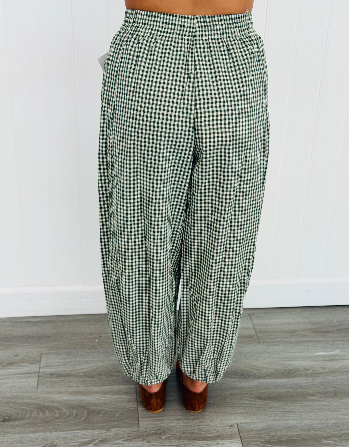 H Green Gingham Print Pants (Reg.)