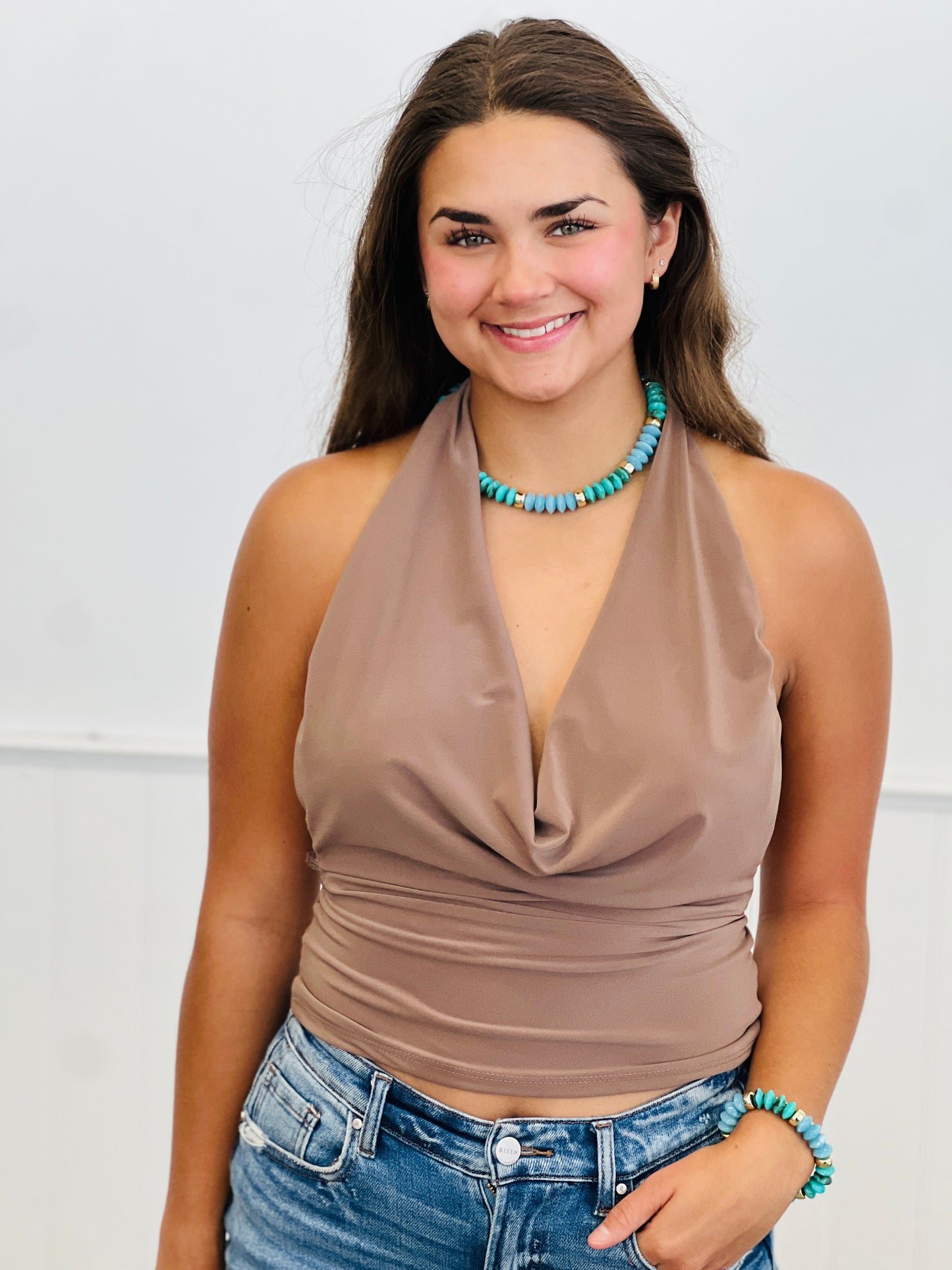 Halter Cowl Neck Top (Reg.)- 2 Colors