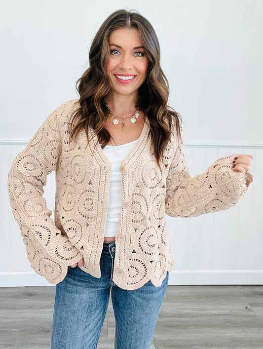 POL Mocha Knit Crochet Cardigan (One Size)