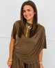 Brown Smocked Shoulder Blouse (Reg.)
