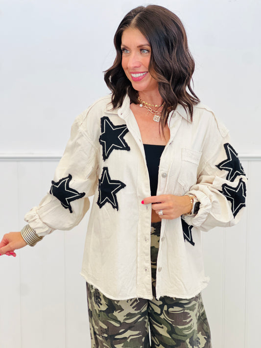 POL Natural Stars Above Denim Jacket (Reg.)