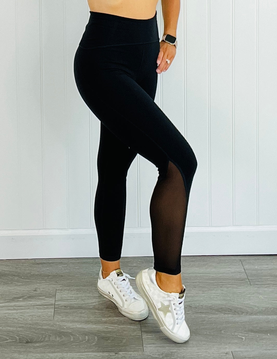 Black Performance Mesh Insert Leggings (Reg)