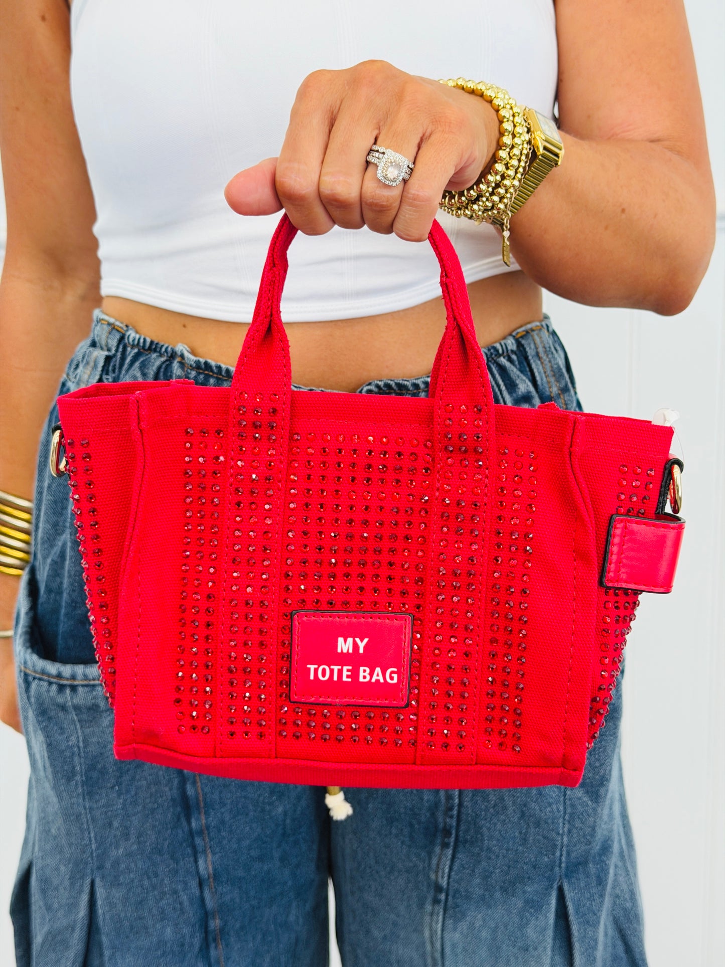 Jeweled Mini Canvas Tote Bag (6 colors)