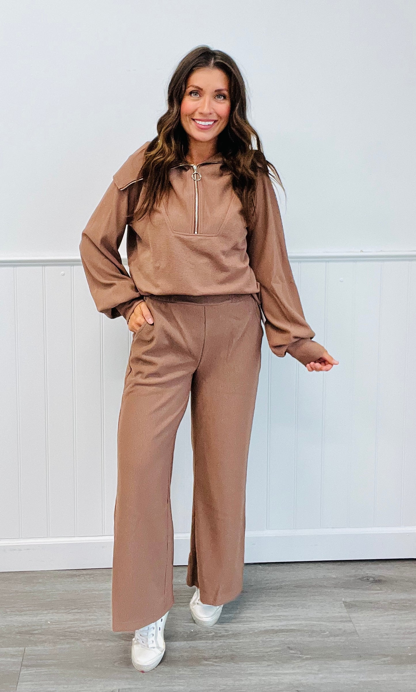 Solid Wide Ribbed Pants (Reg. and Plus )- 2 Colors