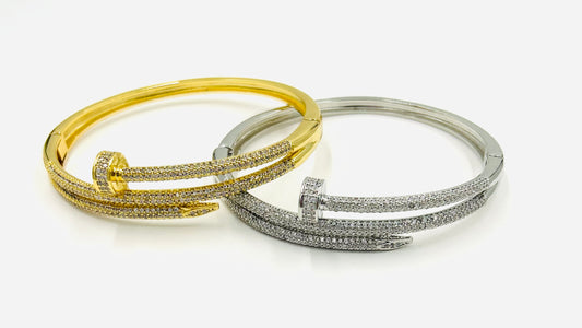 WP - Double Pave' Nail Bracelet - 2 Colors