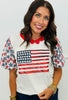 USA Flag Sequin Star Sleeve Top (Reg. & Plus)