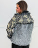 Grey Sequin Printed Faux Fur Button Up Jacket (Reg.)