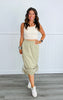 Green Khaki Eco Soft Adjustable Cargo Maxi Skirt (Reg)