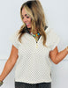 Polka Dot Half Zip Cap Sleeve Top (Reg.) - 4 Colors