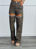 Leopard Crystal Cut Out Pants (Reg.)