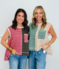 Striped Color Block Sleeveless Top (Reg & Plus)-2 Colors
