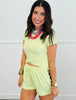 Lime Cross Top & Shorts Set (Reg. and Plus)