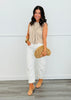 Oatmeal Faux Sweater Sleeveless Top (Reg.)