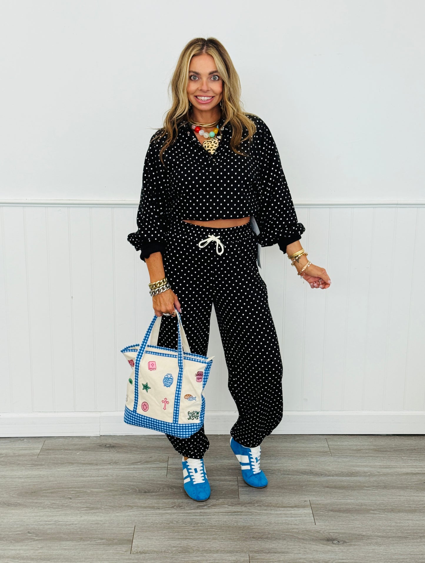 Cozy Micro Polka Dot Jogger Pants (Reg.) - 2 Colors