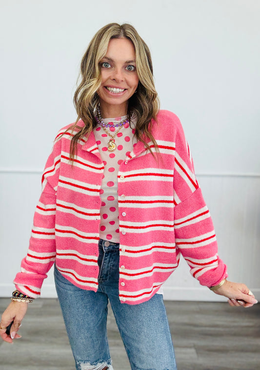 Gigi Rose Striped Cardigan (Reg.)