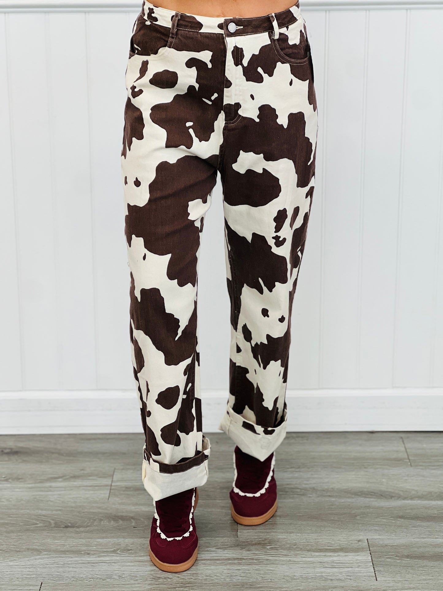 Cow Print Denim Jeans (Reg & Plus)-2 Colors
