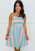 Mint/Pink Striped Mini Dress (Reg & Plus)