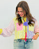 Queen Of Sparkles Multi Sequin Colorblock & Stripe Button Up Top (Reg. and Plus)