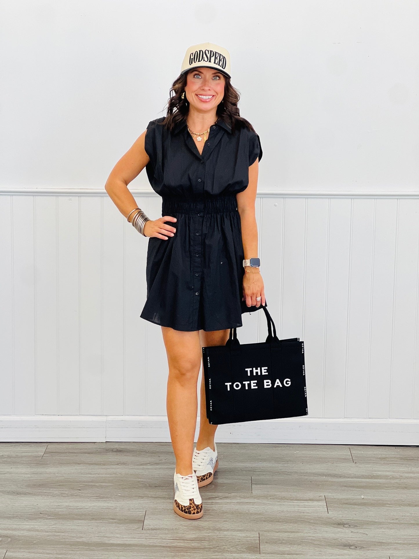 Black Poplin Sleeveless Mini Dress (Reg.)