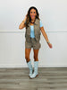 Olive Houndstooth Lace Trim Shorts (Reg.)