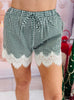 Gingham Merry Everything Lace Hem Shorts (Reg.) - 2 Colors