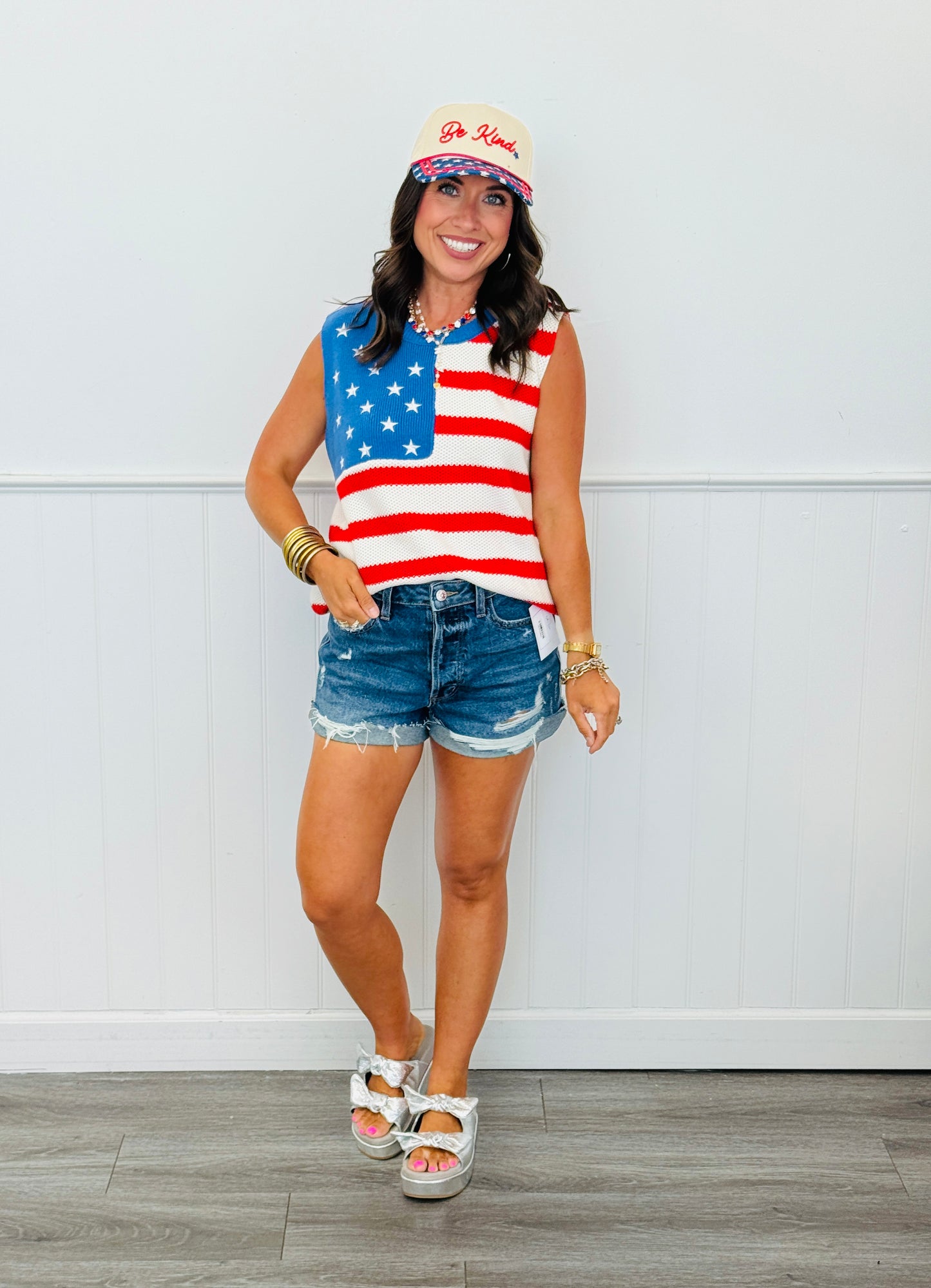 Stars & Stripes Sweater Vest Top (Reg.)