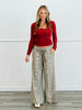 POL Olive Stripe Floral Trim Baggy Pants (Reg.)