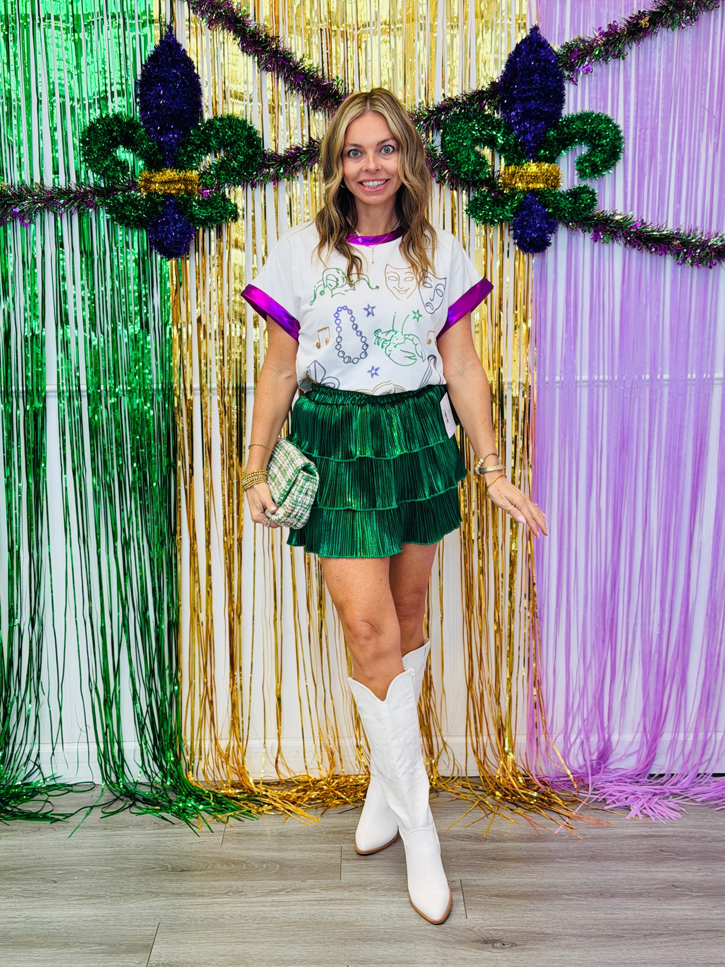 Sequin Mardi Gras Elements Top (Reg. and Plus)