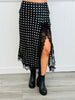 Polka Dot Satin Lace Trim Midi Skirt (Reg.)- 2 Colors