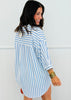 Half Sleeve Striped Button Down Shirt (Reg & Plus)-2 Colors