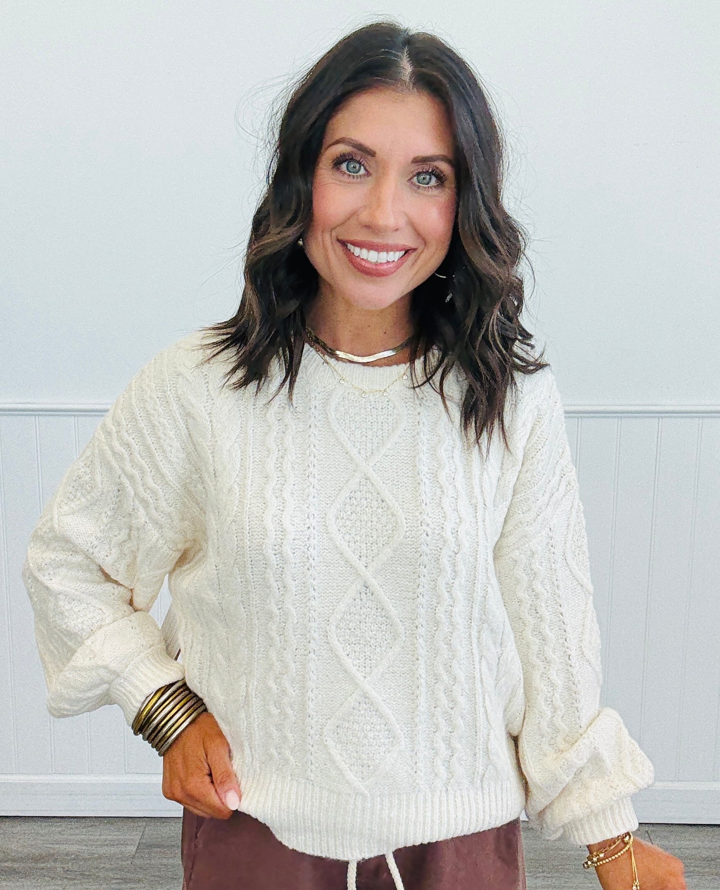 Cable Knit Sweater (Reg.) - 2 Colors