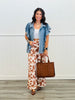 Denim Flutter Sleeve Blouse (Reg. & Plus)