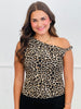 Leopard One Shoulder Fitted Top (Reg. and Plus)