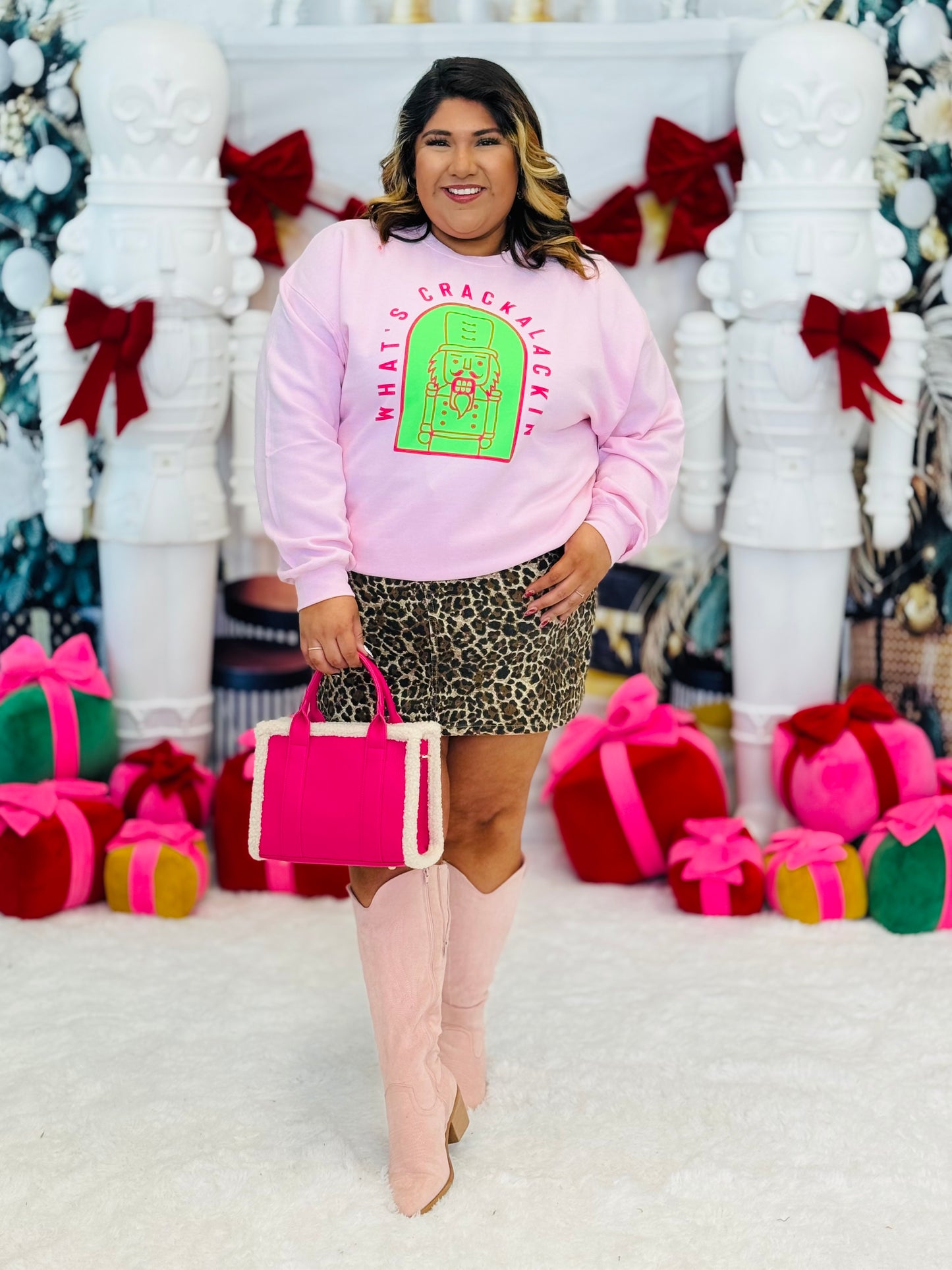 Pink What's Crackalackin Sweatshirt (Reg. and Plus)