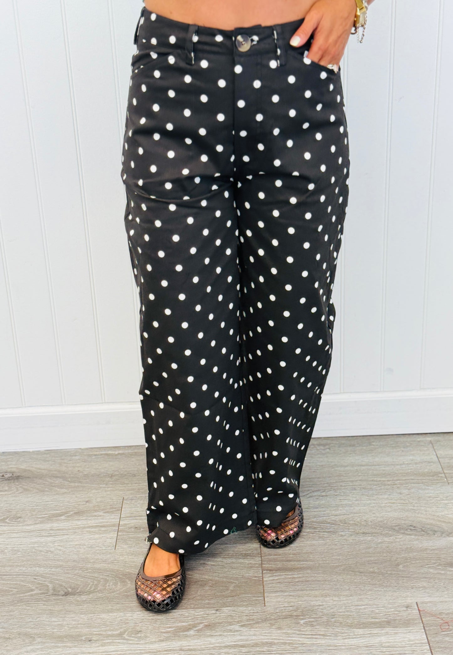 High Waist Polka Dot Barrel Pants (Reg.) - 2 Colors