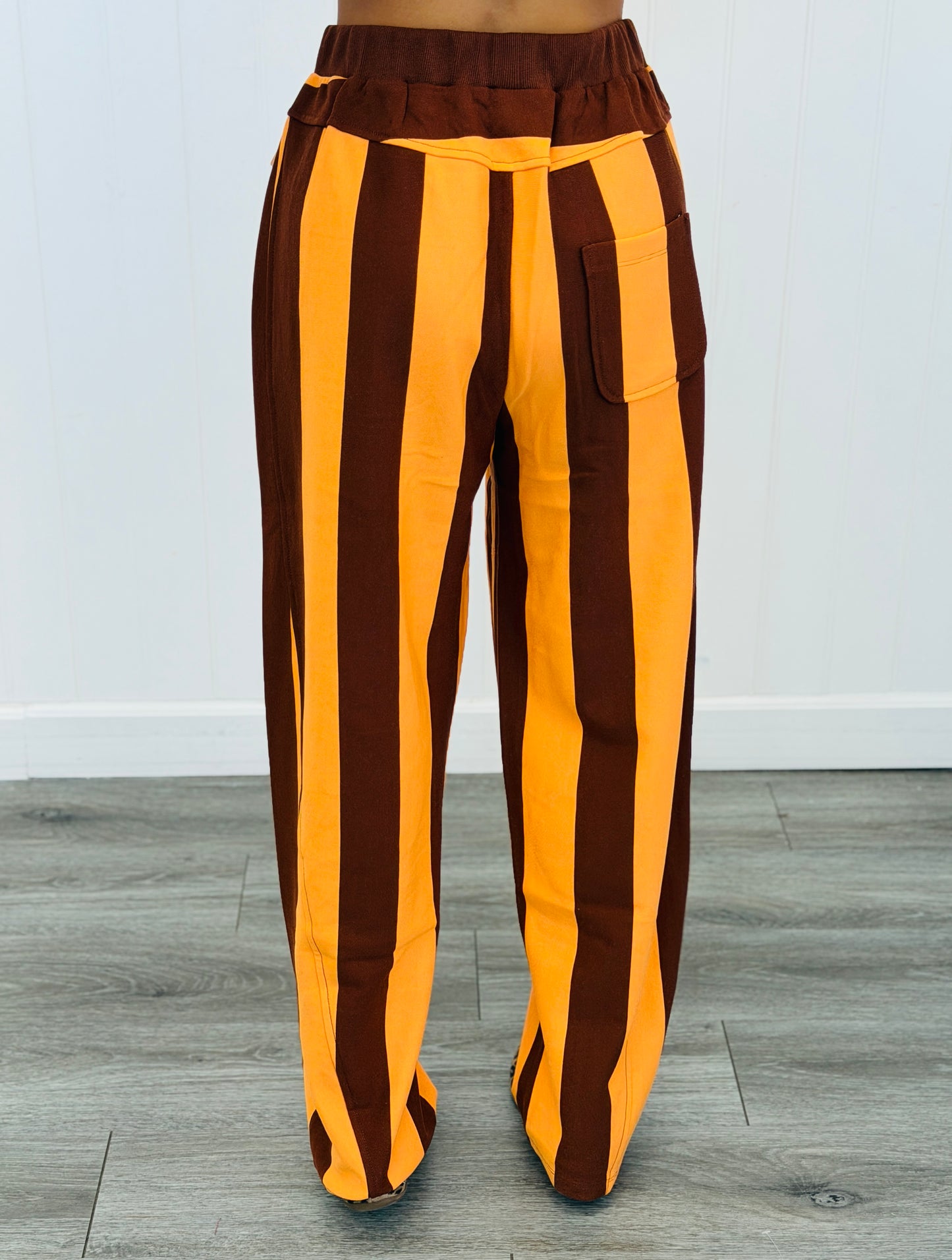 Pumpkin Spice Striped Wide Leg Pants (Reg and Plus)