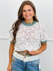 Crochet Lace Stripe Trim Top (Reg & Plus)-2 Colors