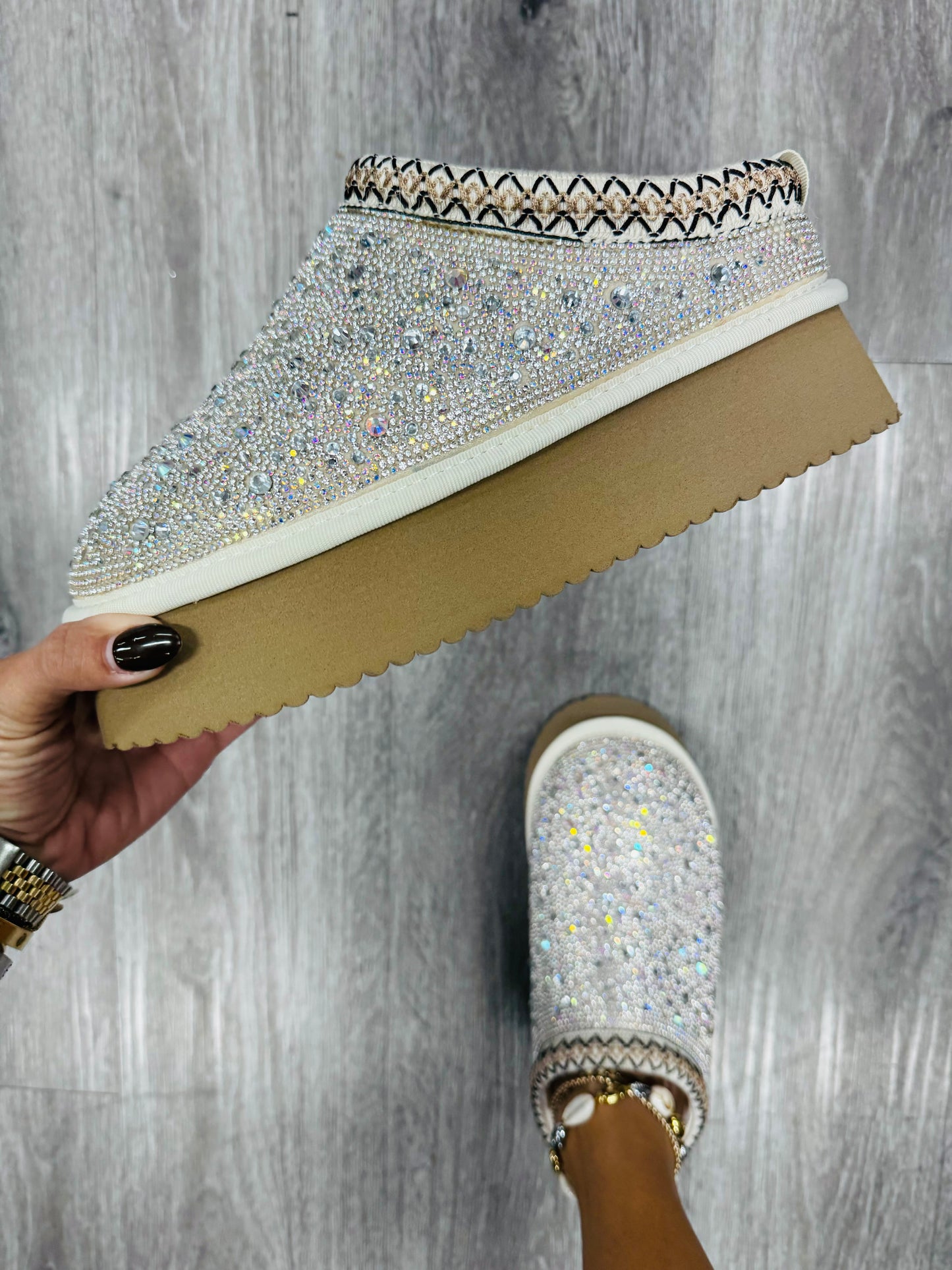 Corkys Do Not Disturb Clear Rhinestone Slip Ons