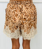 Brown Leopard Lace Trim Pocket Shorts (Reg.)