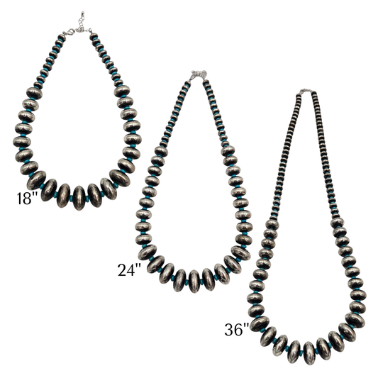 Navajo Pearl Disk and Turquoise Necklace (3 lengths)