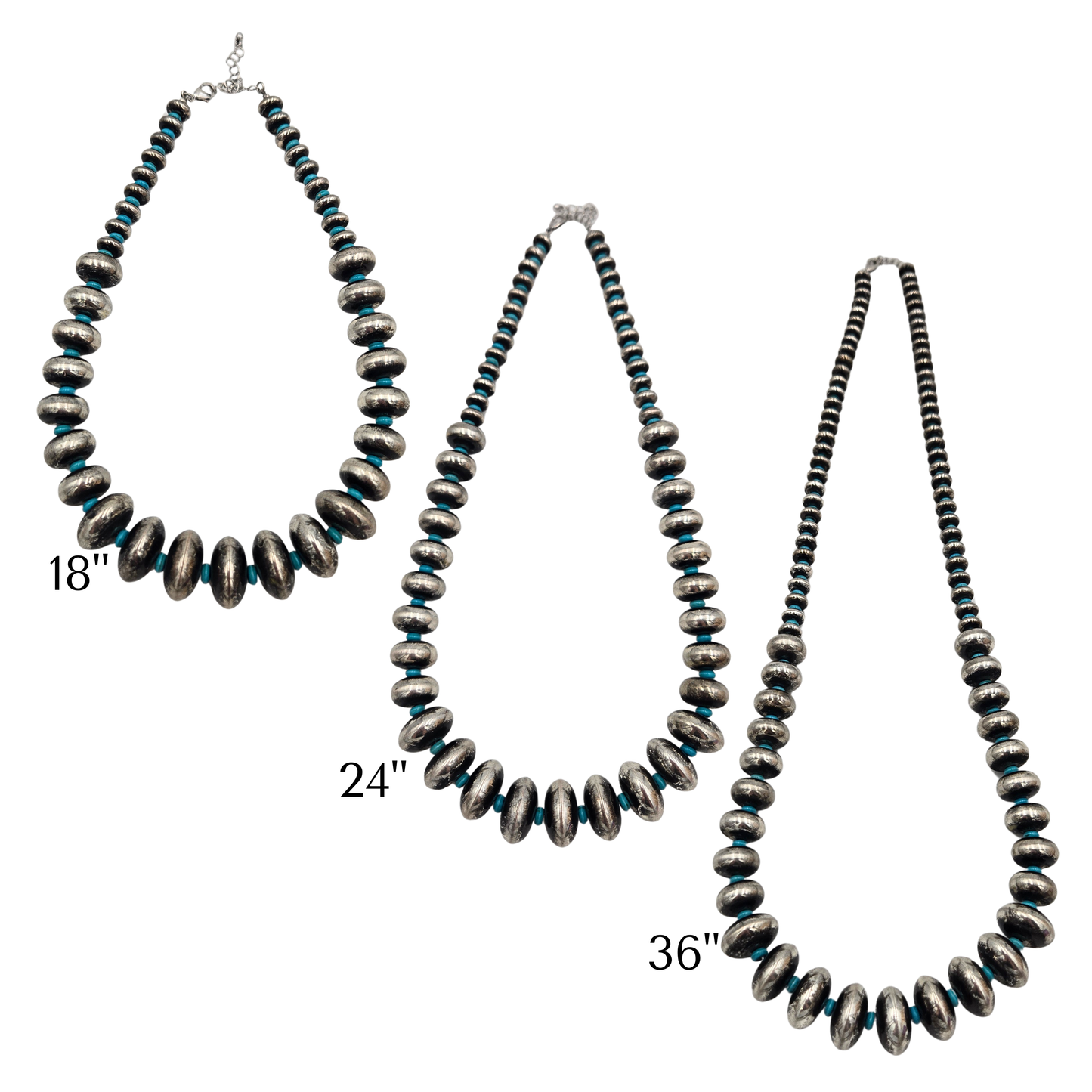 Navajo Pearl Disk and Turquoise Necklace (3 lengths)