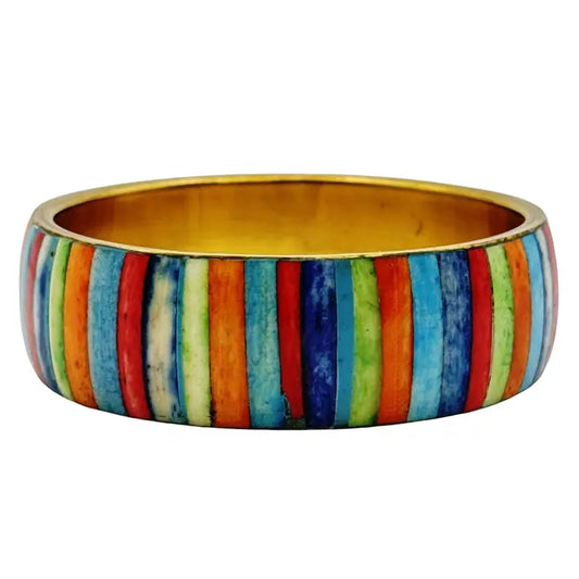 Vibrant Multicolor Bone Striped Artisanal Bangle