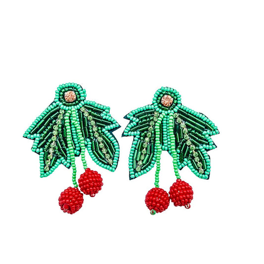 TJ - Beaded Mistletoe Earrings