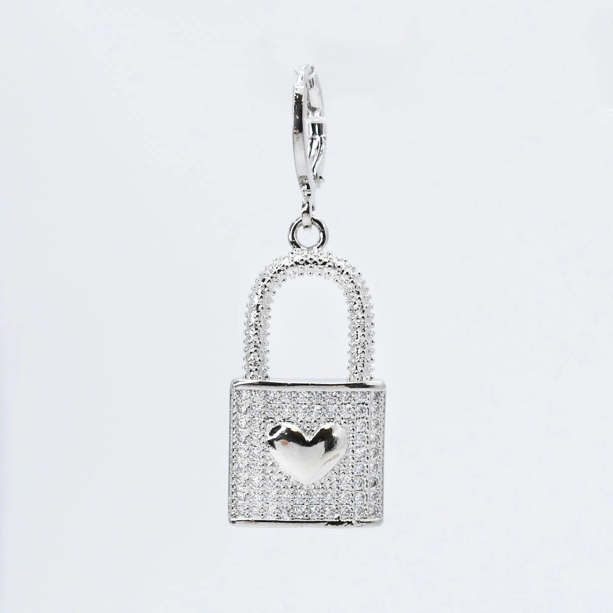 TJ  - Lock Crystal Heart Charm Silver