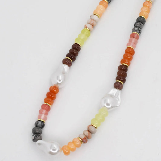 TJ  -  Autumn Pearl Gemstone Necklace