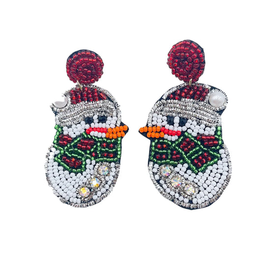 TJ - Beaded Snowman Earrings