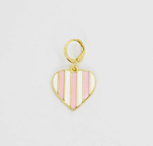 TJ - Striped Heart Charm - 2 Colors